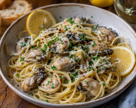 Chesapeake Oyster Linguine with White Wine & Lemon