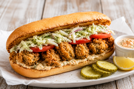 Crispy Chesapeake Oyster Po’ Boys with Lemon-Dill Slaw